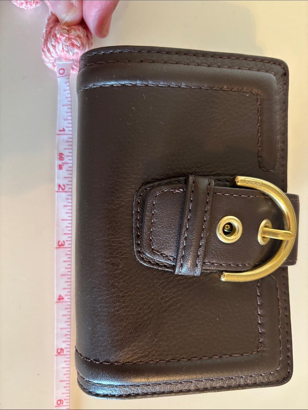 Coach Dark Brown Leather Wallet with Gold Buckle - Picture 7 of 8